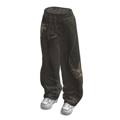 Baggy Pants with Abstract Graphics (Charcoal)