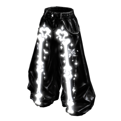 Black White Emissive Bones Pattern Baggy Pants