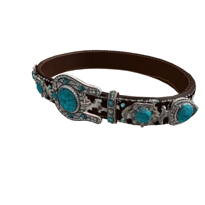 Turquoise Cow Print Concho Western Belt