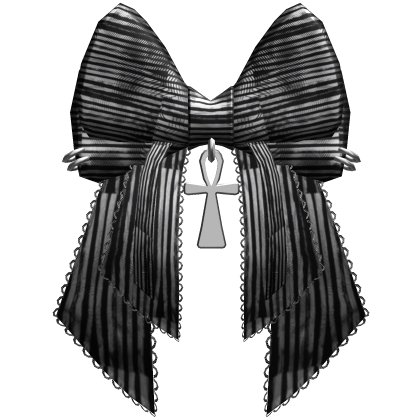 Gothic Spiked Striped Hair Bow (Black n White) Roblox item