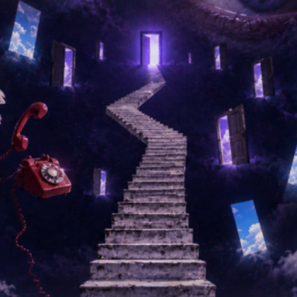 Weirdcore Creepy Eyes Dream Stairs Background