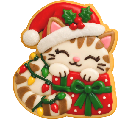 Sleeping Santa Cat Christmas Cookie
