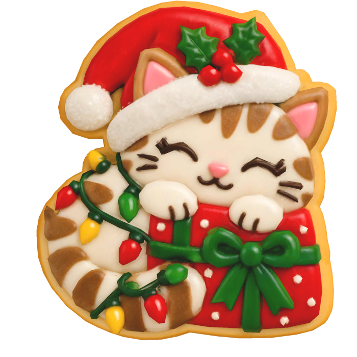 Sleeping Santa Cat Christmas Cookie