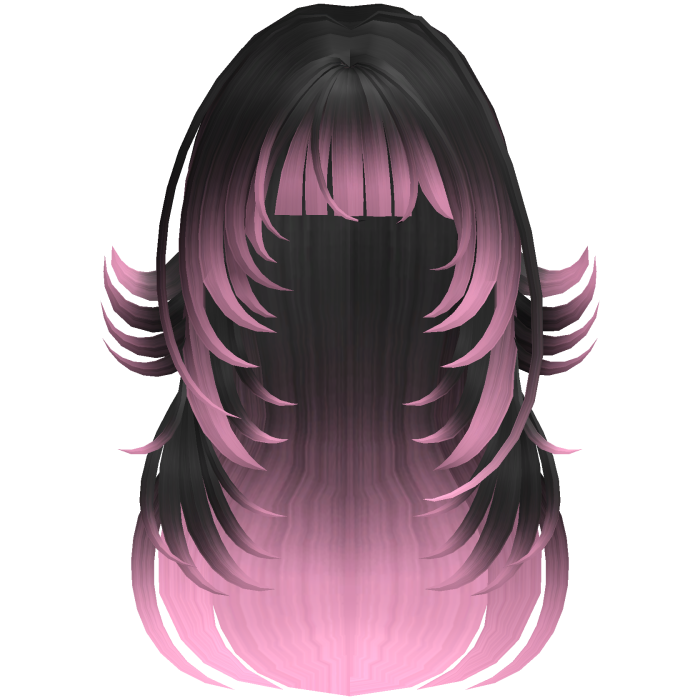 Wolf-Cut Ombre Hair in Pink and Black