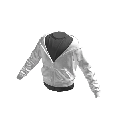 Layered Half Zipped Up White Hoodie Grey Shirt