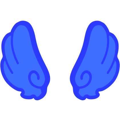 ♡ Cute Upward Glowing Angel Wings in Dark Blue