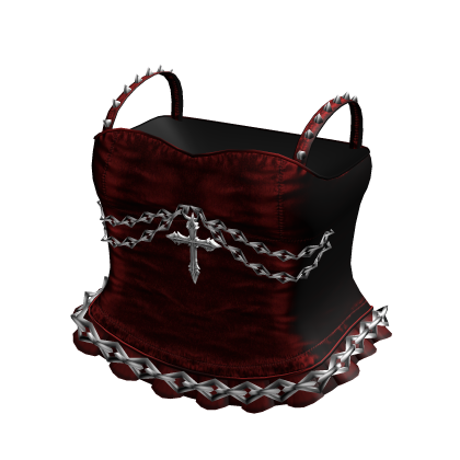Gothic Emo Chained Cross Dress in Red