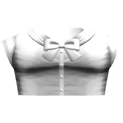 Kawaii Anime School Crop Top w Bow (White)