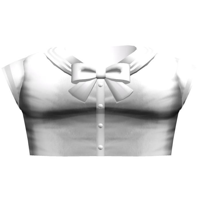 Kawaii Anime School Crop Top w Bow (White)