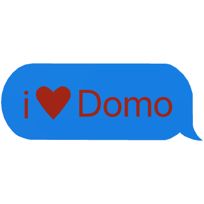i heart domo text