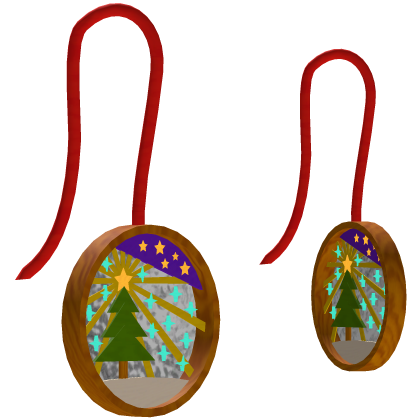 Roblox Item Wooden, simple, Christmas-themed earrings