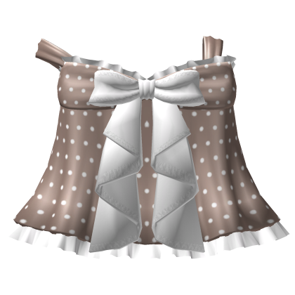 cute off shoulder fawn brown polka dot dress 3.0 Roblox item