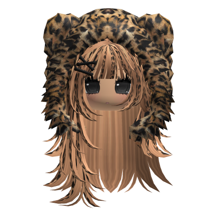 Fuzzy Bear Hood Girl Hair Cheetah Roblox item