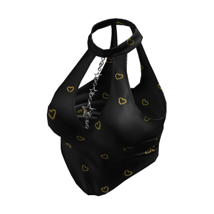 Y2K Star Chain Halter Top Heart Print [JEYS]