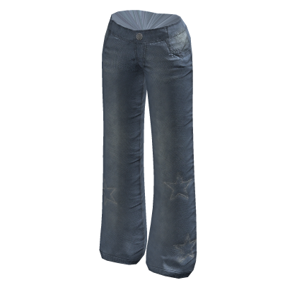 straight light denim stars pants