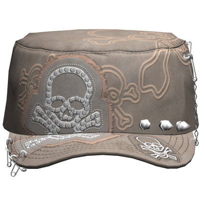 Grunge Punk Skull Cap Faded Beige