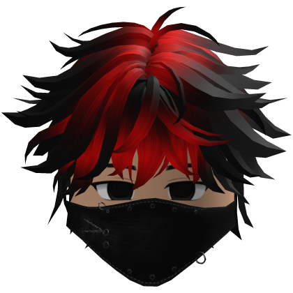 Cute Emo Boy Mask Black Y2K emo ( red )