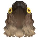 Long Curly Beach Girl Hair w/ Sunflowers (Caramel)