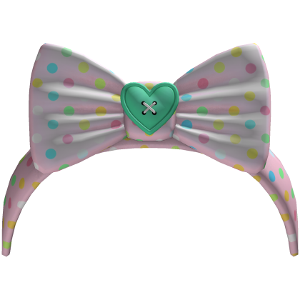 (1) Light Pink w Teal Polka Bow Headband Roblox item