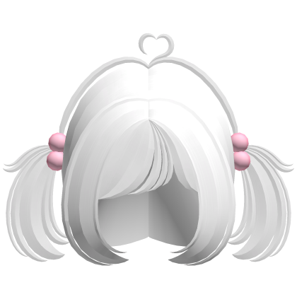 ♡ adorable moe heart cowlick pigtails in white Roblox item