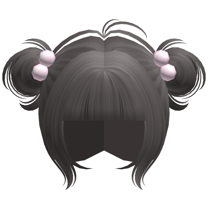 ♡ kawaii messy bun ash brown hair w pink clips