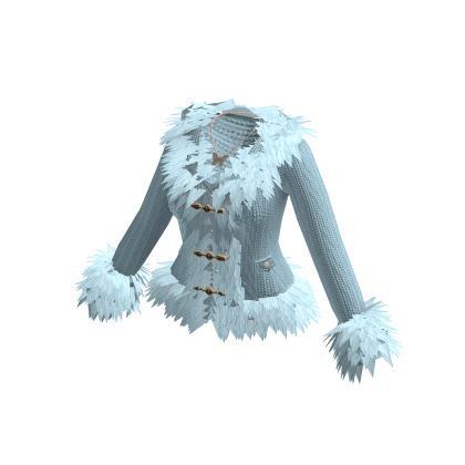 Fitted Jacket with Fluffy Trim (Light Blue)