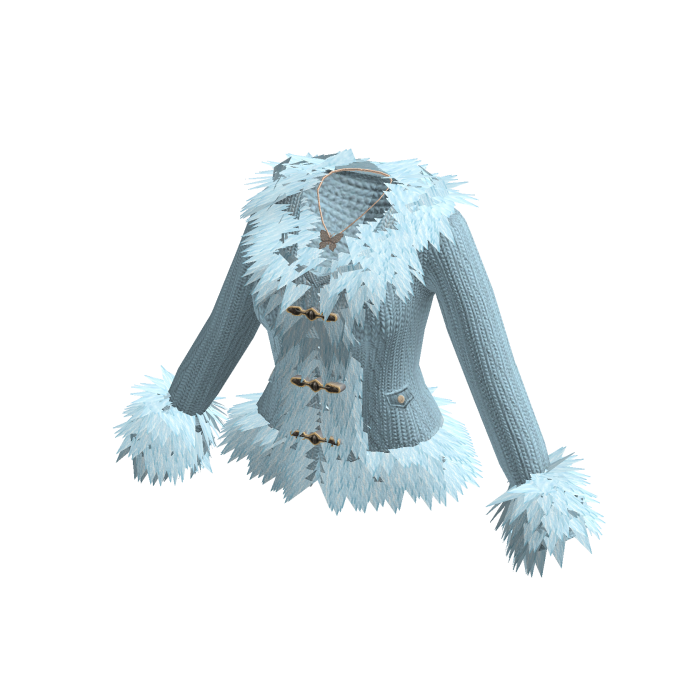 Fitted Jacket with Fluffy Trim (Light Blue)