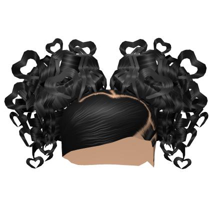 heart swoop double heart curly bun in black Roblox item