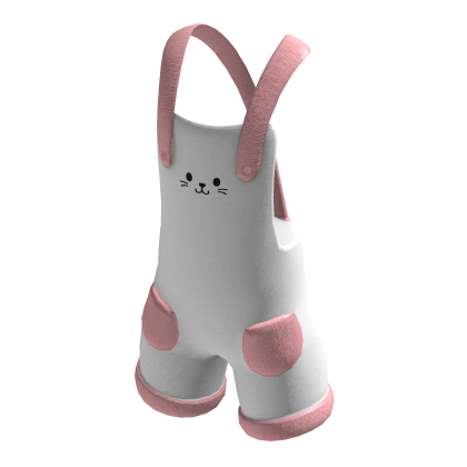 White and Pink Cat Overalls