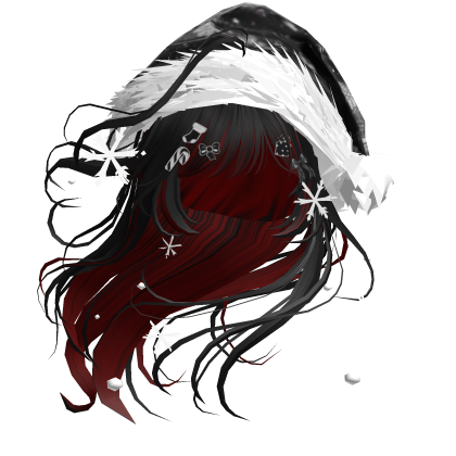 Lush Windy Hair w/Santa Hat (Black&Red)