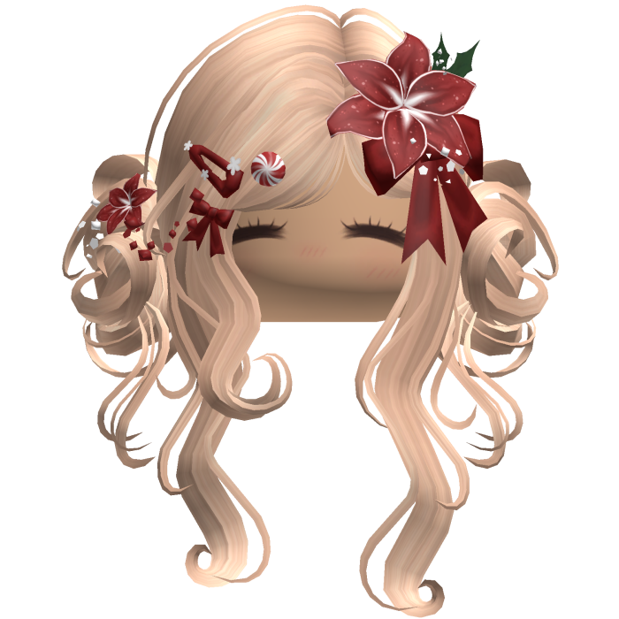 ♡ Christmas Flowery Twin Buns (Blonde)