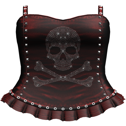 Emo Red Rhinestone Skull Dress