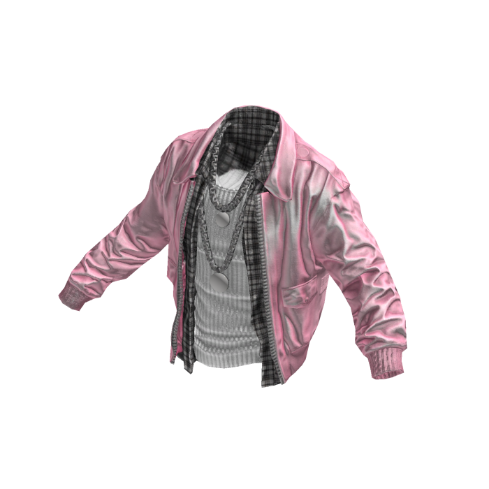 Pink Leather Jacket Layered w/ Flannel
