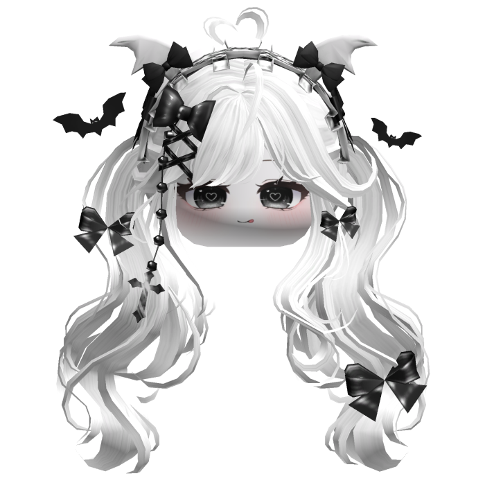 Goth Wavy Pigtails w/Headband (White)