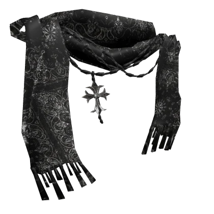 Dark Grey Mandala textured Chrome scarf w pendant | Roblox Item