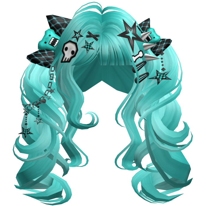 ♡ Scene Fluffy Gyaru Pigtails (Teal)