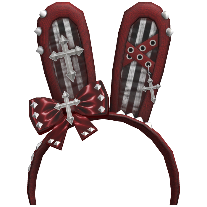Red Goth Bunny Ears Headband Vkei