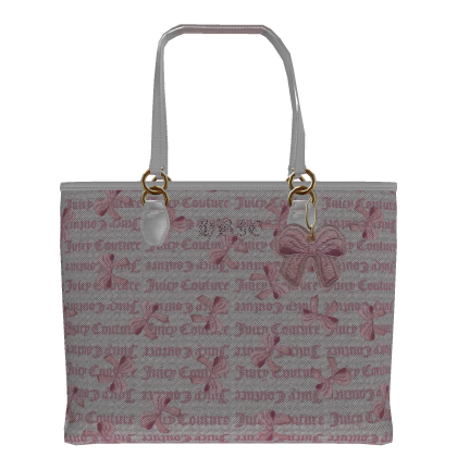 Juicy x HBIC Bow Tote in White & Pink thumbnail