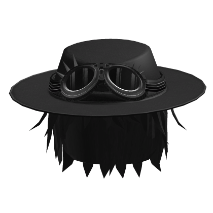 Black Wide Brim Hat with Hair Roblox item