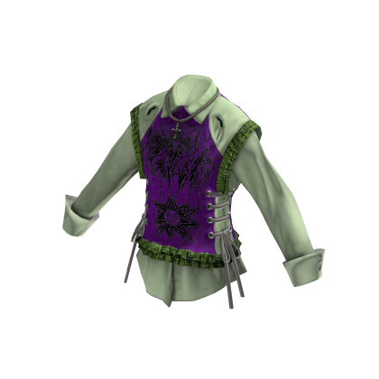 Lace-Up Graphic Vest w/ Shirt (Purple & Green)