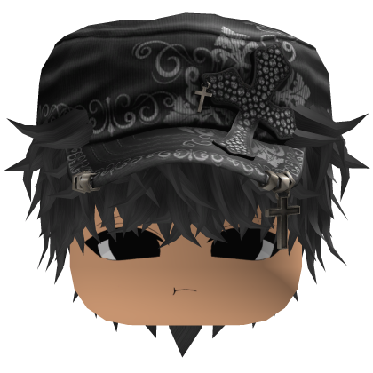 Grey Messy Anime Hair w/ Cadet Cap