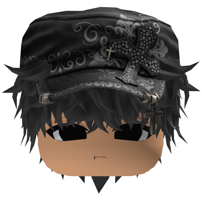 Grey Messy Anime Hair w/ Cadet Cap