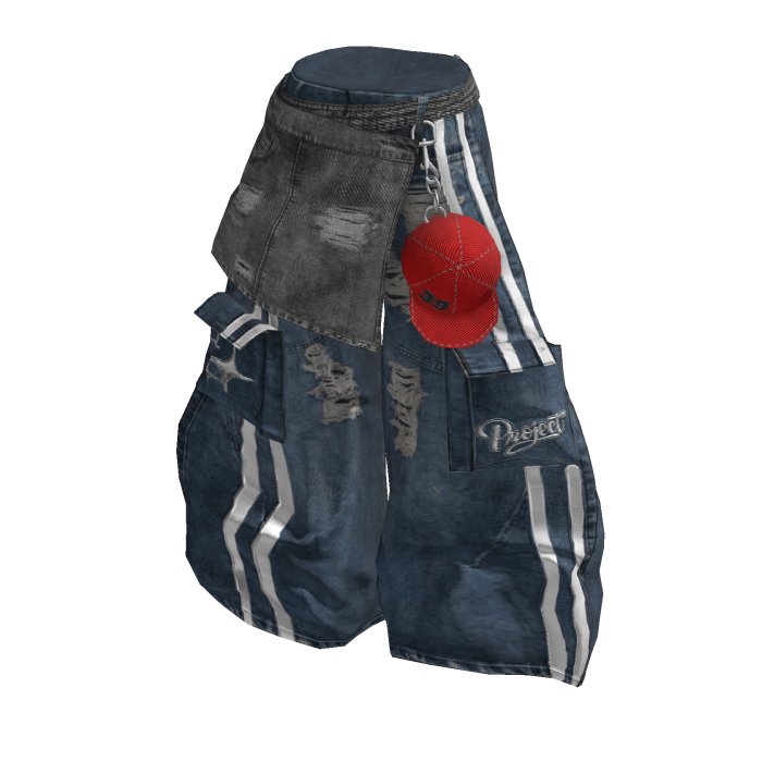 💜 Y2K Distressed Layered Denim Pants_Blue