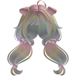 ♡ Fluffy Puppy Pigtails w/ Ears (Rainbow w/ Pink)