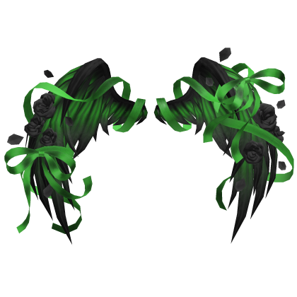 🎀 Rose Petal Angel Wings Ribbons Bows Black Green