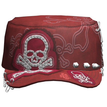 Grunge Punk Skull Cap Red