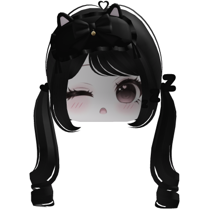 ♡ cute dreamy black sleep mask moe face (black)