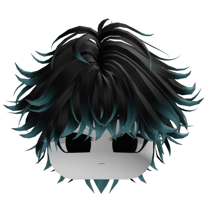 dark teal anime messy layered hair