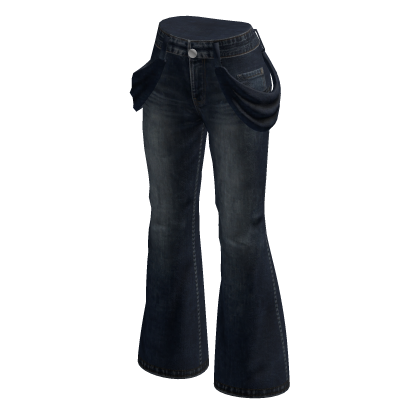 Flared Jeans with Hip Chains (Navy)
