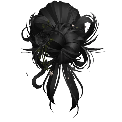 Gothic Messy Rose Thorn Bun (Black)